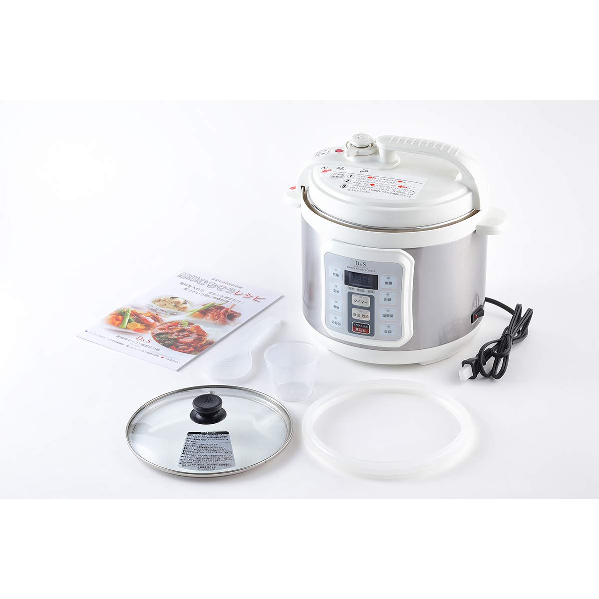 ケヴンハウン(Kevnhaun) D&S ディーアンドエス 食材を入れてタイマーを押すだけ簡単調理電気圧力鍋 4.0L ホワイト ほったらかし電気圧力鍋 手軽に圧力調理 タイマー機能付き 再加熱もでき