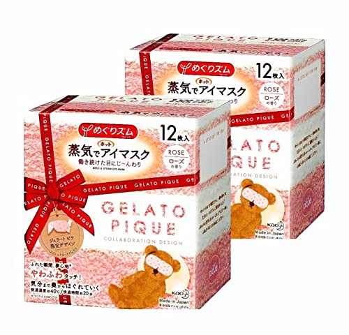 【まとめ買い】めぐりズム 蒸気でホットアイマスク ジェラートピケ限定デザイン ローズの香り12枚2箱