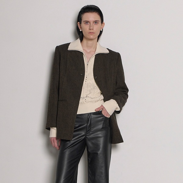 (JK-2847)Henry Wool V-neck Single Jacket