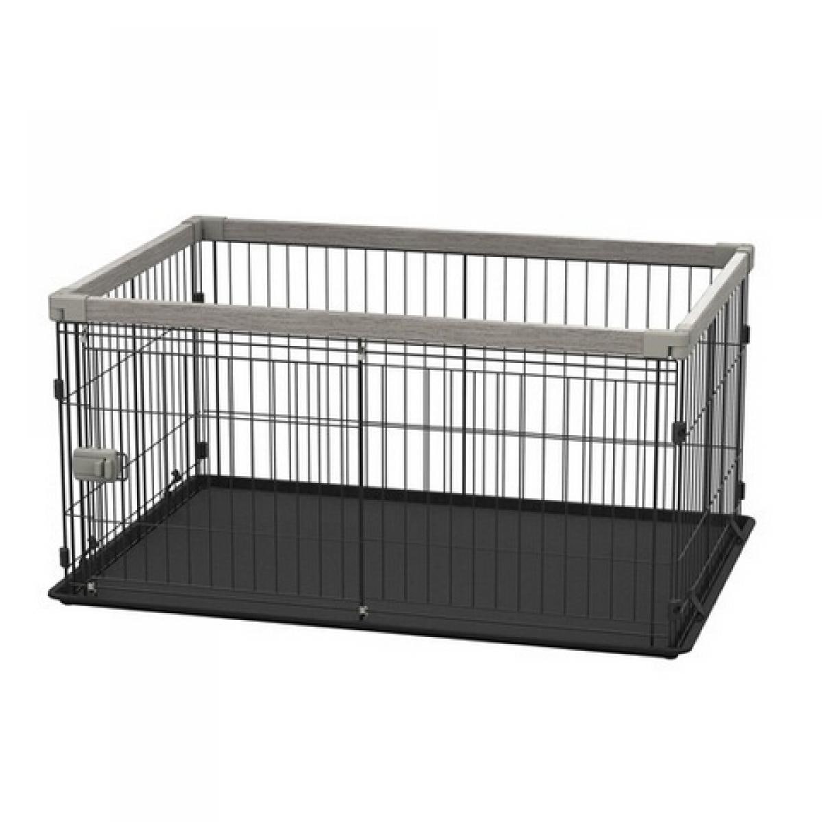 アイリスオーヤマ ウッディシステムサークル SWS-1200 アッシュグレー　小型犬中型犬用 ペットケージ ゲージ犬 木目 スライド扉 簡単組立