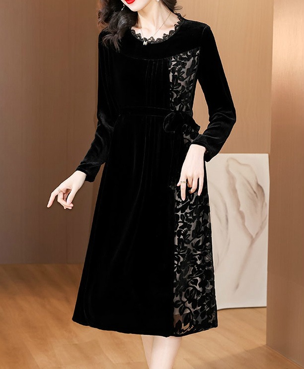 大きいサイズ 秋 膝丈 長袖 ワンピース 50代 上品 きれいめ レディース 美人 ワンカラー 冬 アシンメトリー シック フレアワンピース ブラック 大人かわいい 30代 モノトーン エレガント 4 9,789円