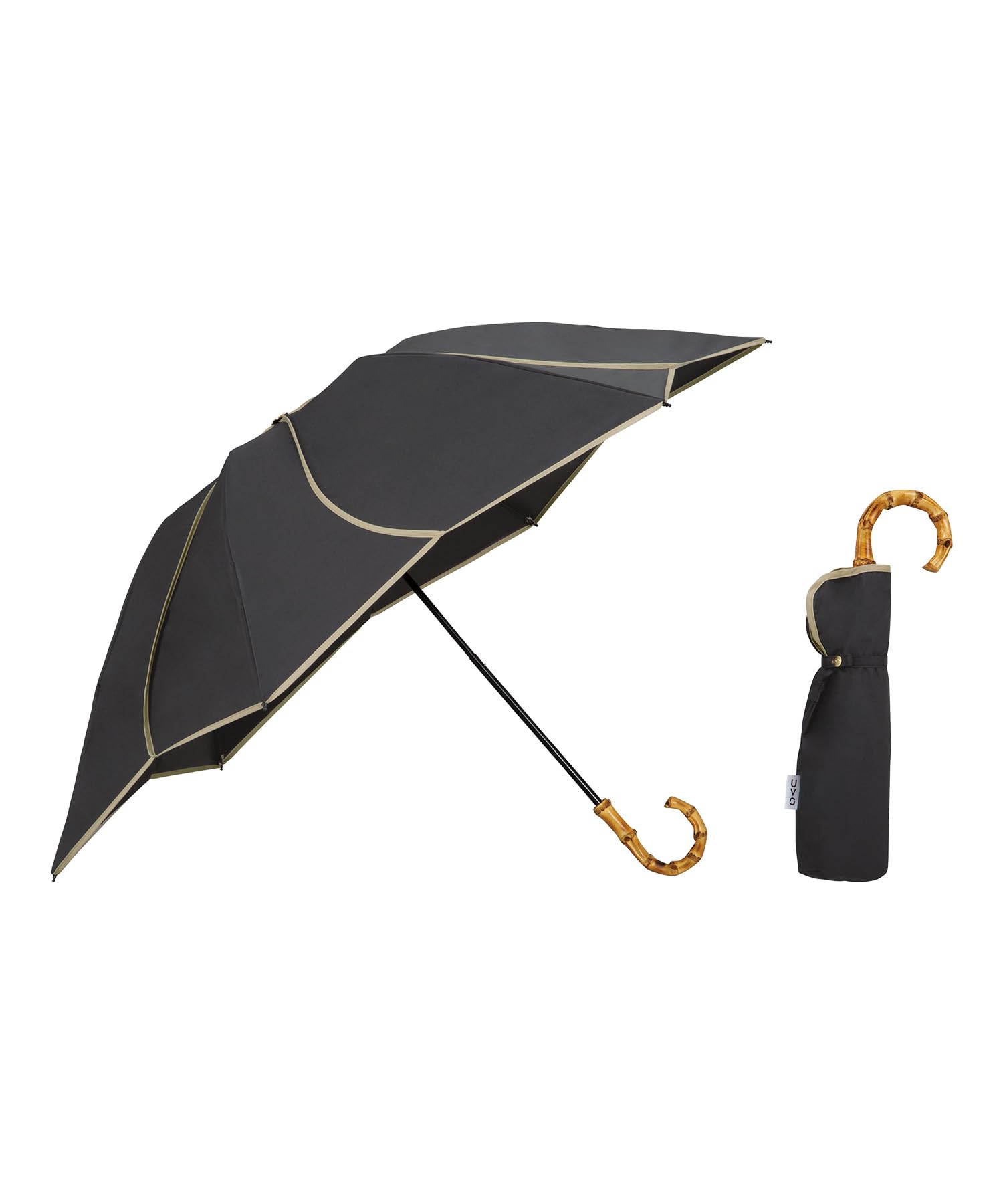 全国送料無料 Wpc. 最強の日傘 UVO(ウーボ)折りたたみ傘／3段 フローラル ブラック 遮光率＆UVカット率100%/UPF50＋/遮熱/晴雨兼用 親骨55cm レディース バンブー おしゃれ