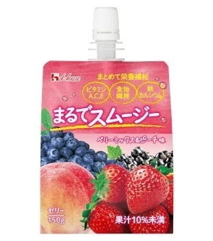 【送料無料】ハウスウェルネスまるでスムージー ベリーミックス&ピーチ味150g48個
