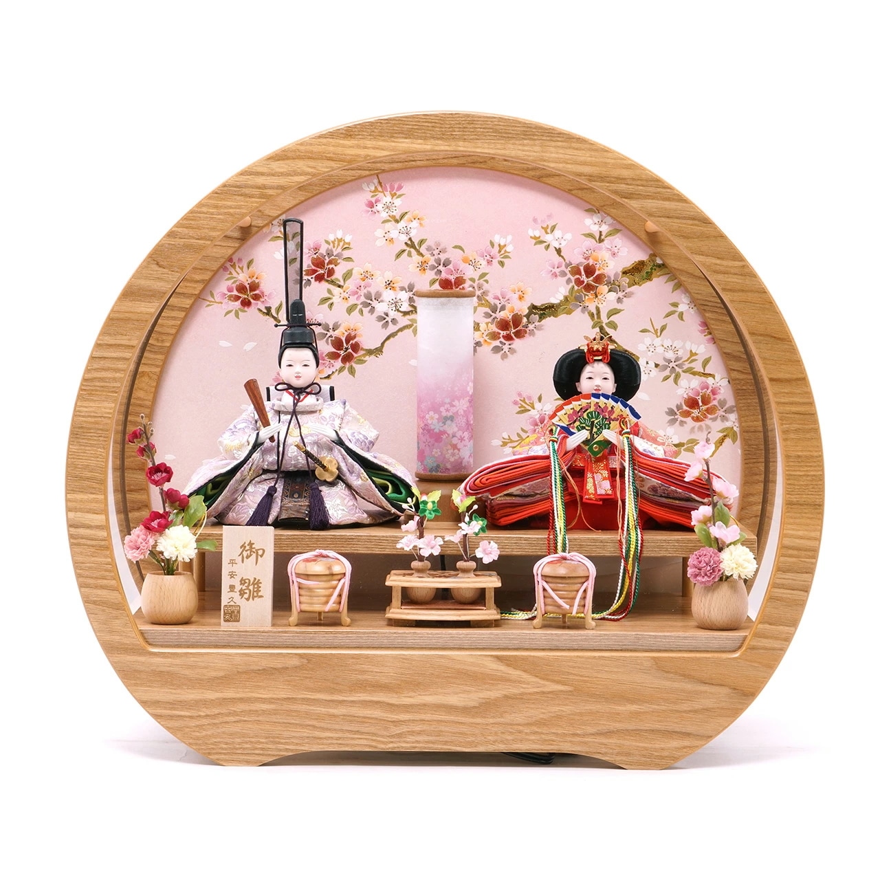 雛人形 ひな人形 お雛様 おひなさま コンパクト ミニ 初節句 かわいい ひなまつり 雛祭り 送料無料 ケース 親王 二人 2人 刺繍 円 丸 2025年 新作 秀光 限定品 買得 お得 人気 P84