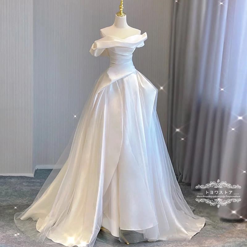 ウェディングドレス 白 ウエディングドレス Aライン 花嫁ドレス 二次会 披露宴 ロング ブライダル パーティー 演奏会 結婚式 海外挙式 前撮り