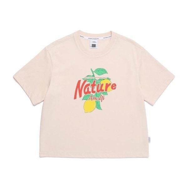 [釜山店] N252WTS020 071 女性用 W リジェンアスキン セミクロップ グラフィック半袖Tシャツ