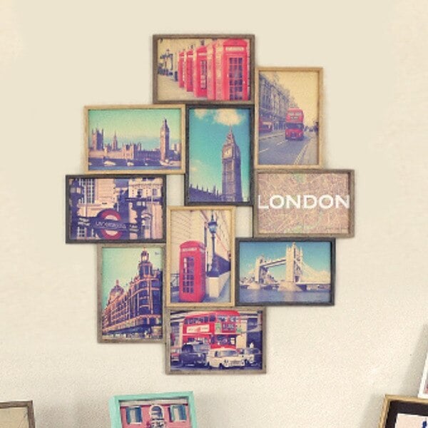 フォトフレーム ハガキサイズ 多面 10枚 壁掛け 写真立て ブリストル コラージュ