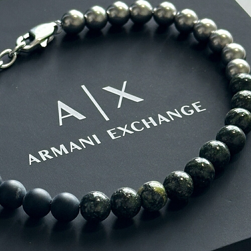 アルマーニ エクスチェンジ ブレスレット メンズ レディース ユニセックス ビーズ 天然石 シルバー ブラック ブランド アクセサリー ギフト プレゼント 誕生日 記念日 AXG0141040 ランキ