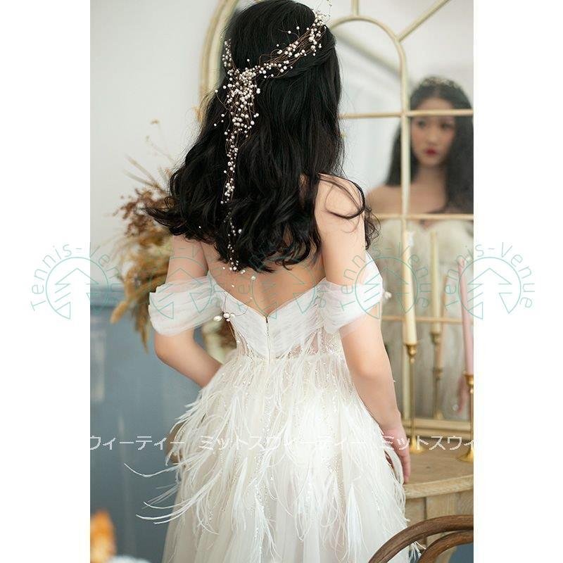 ウェディングドレス Aラインドレス 二次会 花嫁 白 シースール 結婚式 海外挙式 パーティードレス