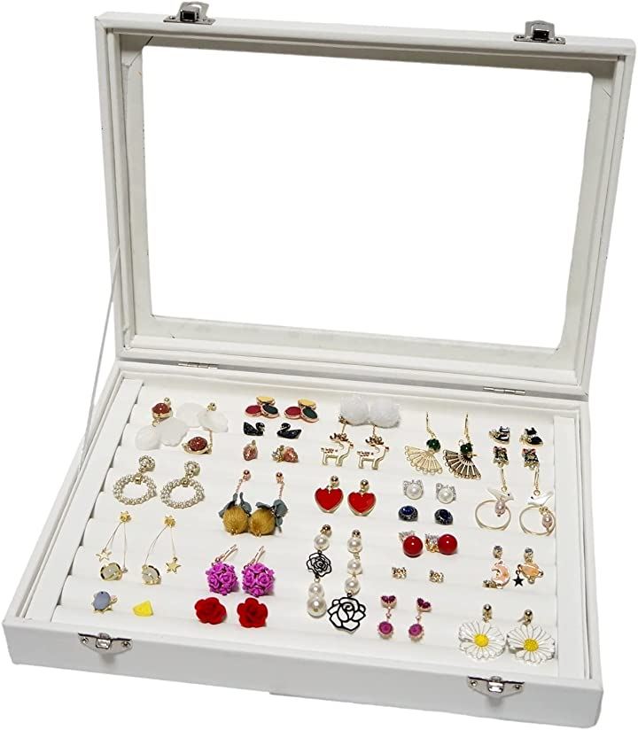 アクセサリー 収納 ボックス ケース(ホワイト中ピアスセット付)