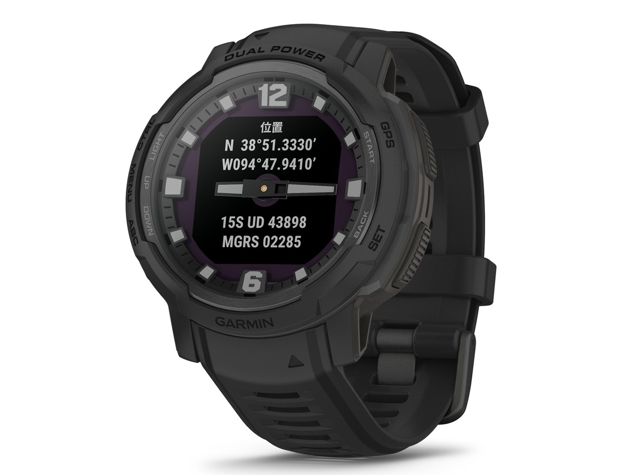 Instinct Crossover Dual Power Tactical Edition 010-02730-40 [Black]発光アナログ時計針を採用したハイブリッドGPSウォッチ