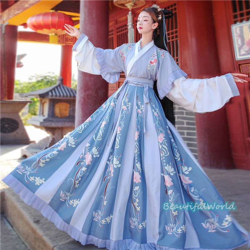 中華服 唐装漢服 漢服ドレス　コスプレ チャイナドレス中国古代衣装 漢服仙女 漢服 チャイナ服 ワンピース コスプレ 中国古代衣装 女性 ロングドレス 刺繍 ス