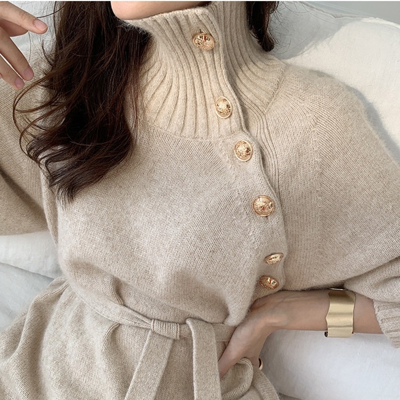 即納 秋 冬 ニット 気質 ウエスト引き締め セーター スリム見え