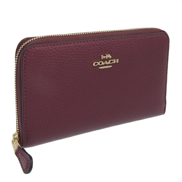 コーチ 財布 レディース ラウンドファスナー 長財布 アウトレット ワインレッド PBL LTHR MED ID ZIP C4124IMBCY COACH