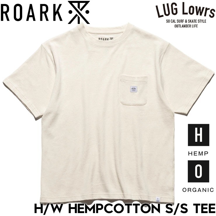ROARK ロアーク Tシャツ メンズ 半袖Tシャツ ヘビーウェイトTシャツ ヘンプTシャツ コットンTシャツ ポケットTシャツ 消臭 調湿 H/W HEMPCOTTON S/S TEE RTJH12