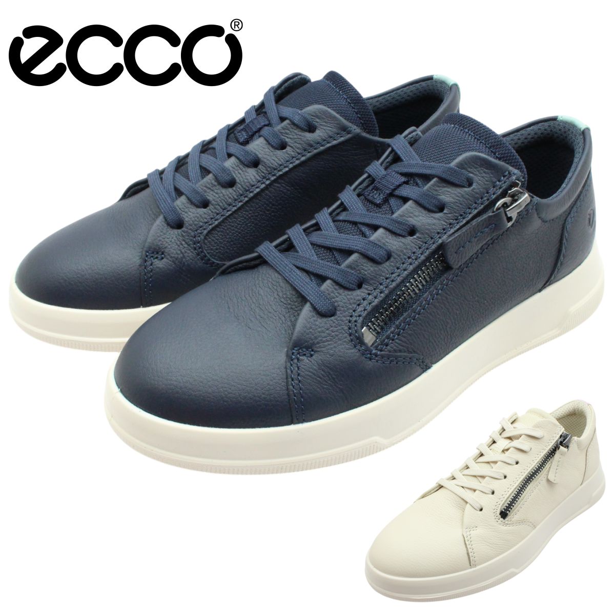 エコー ECCO レディース レザー スニーカー MOVE W Zip LACE 223813 ウォーキングシューズ 本革 紐靴 ファスナー 61738 54668