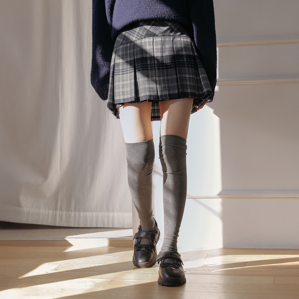 メモントチェックバンディング起毛プリーツミニスカート 6,160円