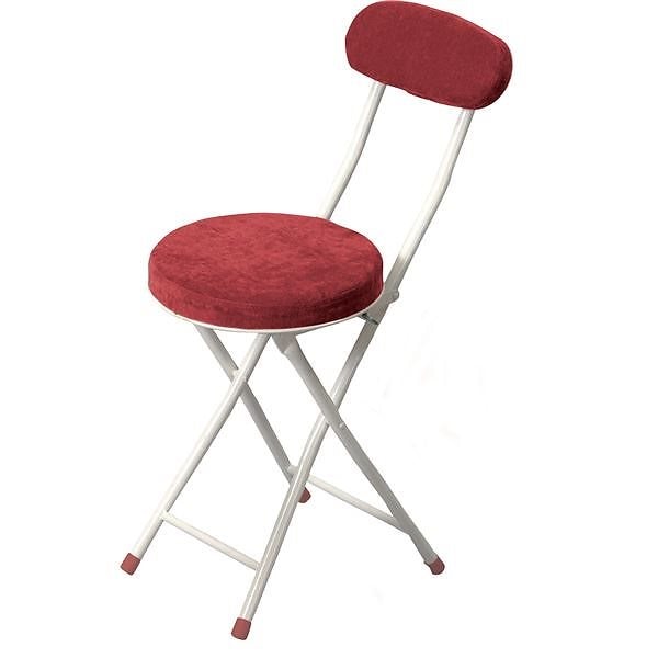 シンプル折りたたみチェア/腰掛け椅子 レッド 背もたれ付き 座面高47cm スチール ロンダ PC-32RD