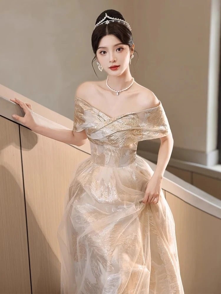 優しい風 ローズゴールドのガウン エレガントなガウンワンピース パーティードレス パーティドレス ドレス ロングドレ パーティードレス 結婚式 二次会 ワンピース