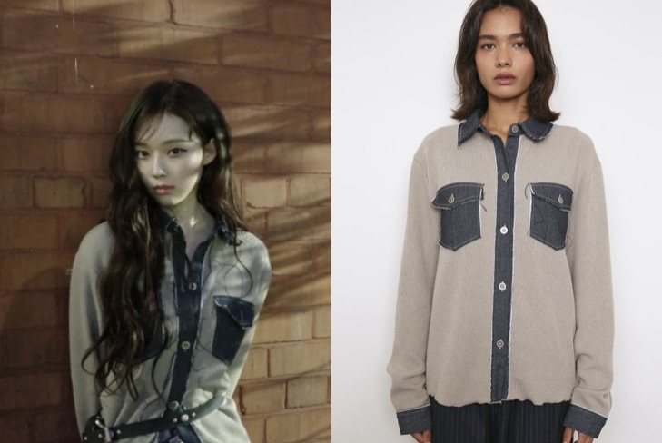 [AESPA WINTER] DENIM PATCHWORKED SHIRT (2COLOR)