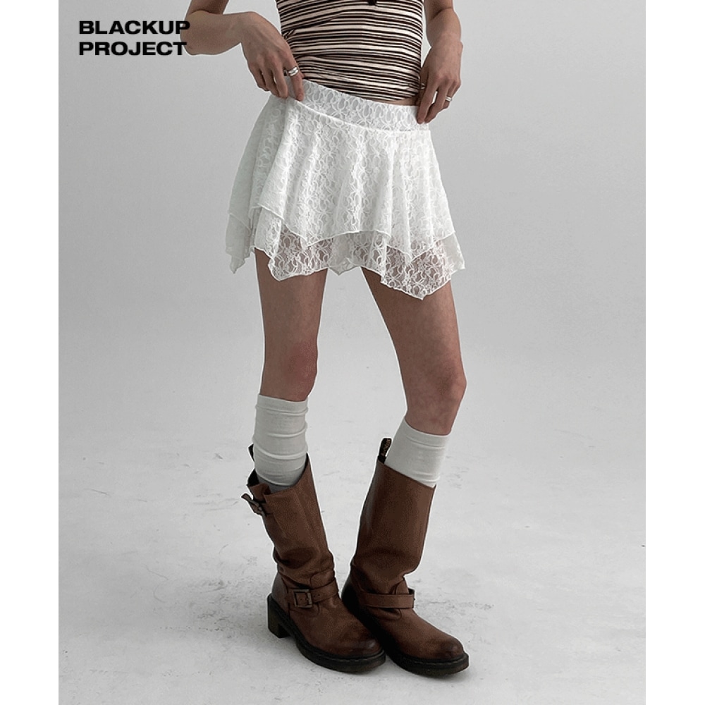 ブラックアップ [MADE] ヒティ アシンメトリーミニスカートパンツ