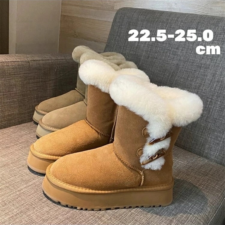 スノーブーツ ムートンブーツ レディース ショートブーツ 裹起毛ブーツ ミドルブーツ 厚底ブーツ シューズ 美脚 靴 レディース 秋冬防寒 疲れにくい 歩きやすい 痛くない 4.5cmヒール 大きいサ