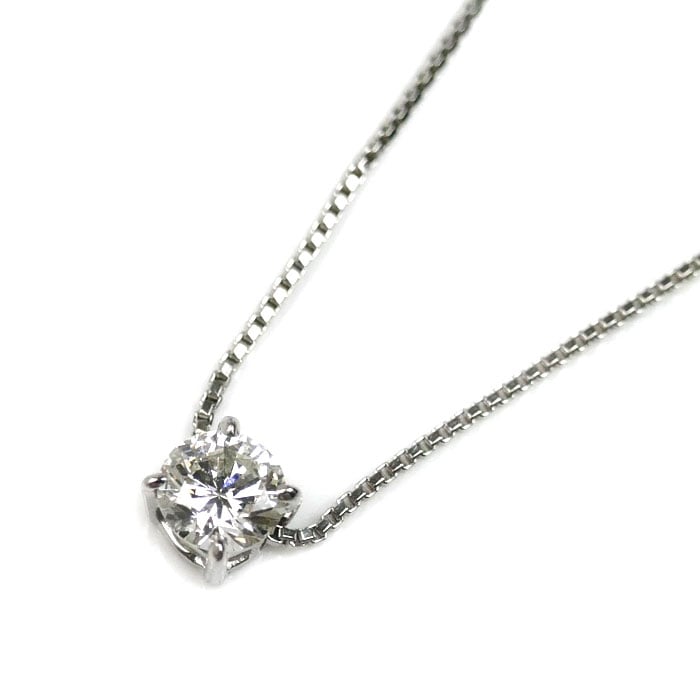 Pt850プラチナ ネックレス ダイヤモンド0.31ct 2.4g 40cm 一粒ダイヤ レディース 中古