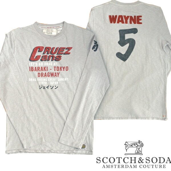 訳ありアウトレット スコッチ&ソーダ スコッチアンドソーダ メンズ Tシャツ 長袖 ロンT WAYNE#5 グレー scotch&soda トップス カジュアル サファリ サーフ セレブ ストリ