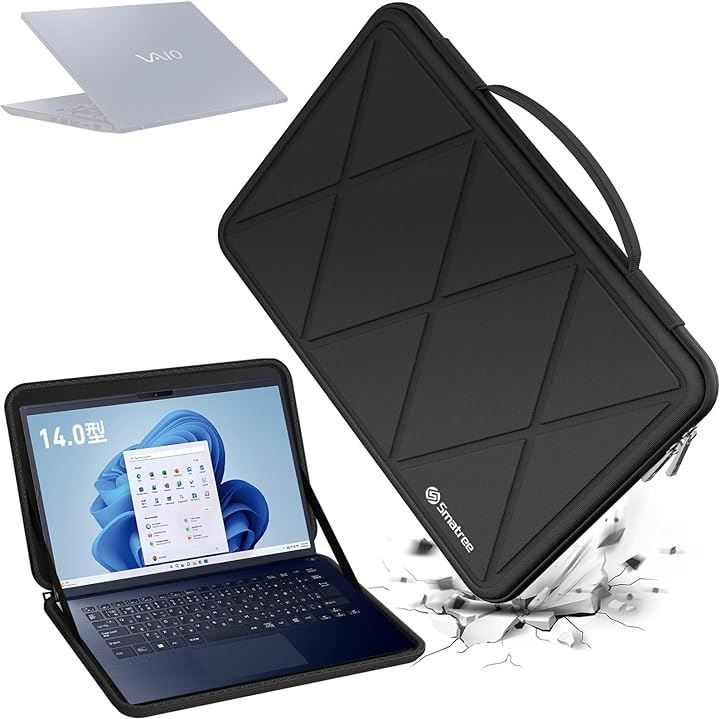 14インチノードパソコンハードケース ソニーVAIO F14に適用 360度耐衝撃 防水 (Black-For VAIO 14インチ, For VAIO 14インチ（X8246）)