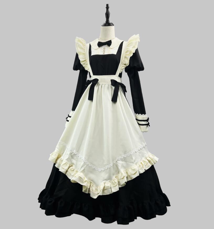 ハロウィン コスプレ レディース 長袖 ワンピース ロング丈 メイド 仮装 衣装 女性 かわいい ハロウィンコスプレ ワンピース レディース 大人 ハロウィン仮装 コスプレ衣装 正統派メイド コス セ