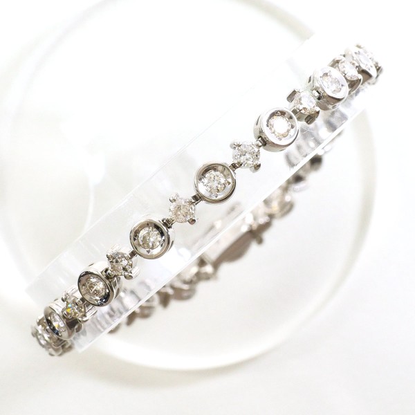 K18 18金 WG ブレスレット ダイヤ 3.00 カード鑑別書 ジュエリー 中古