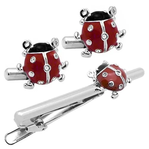 SWANK カフス ネクタイピン セット テントウムシ カフスボタン カフリンクス タイバー タイクリップ