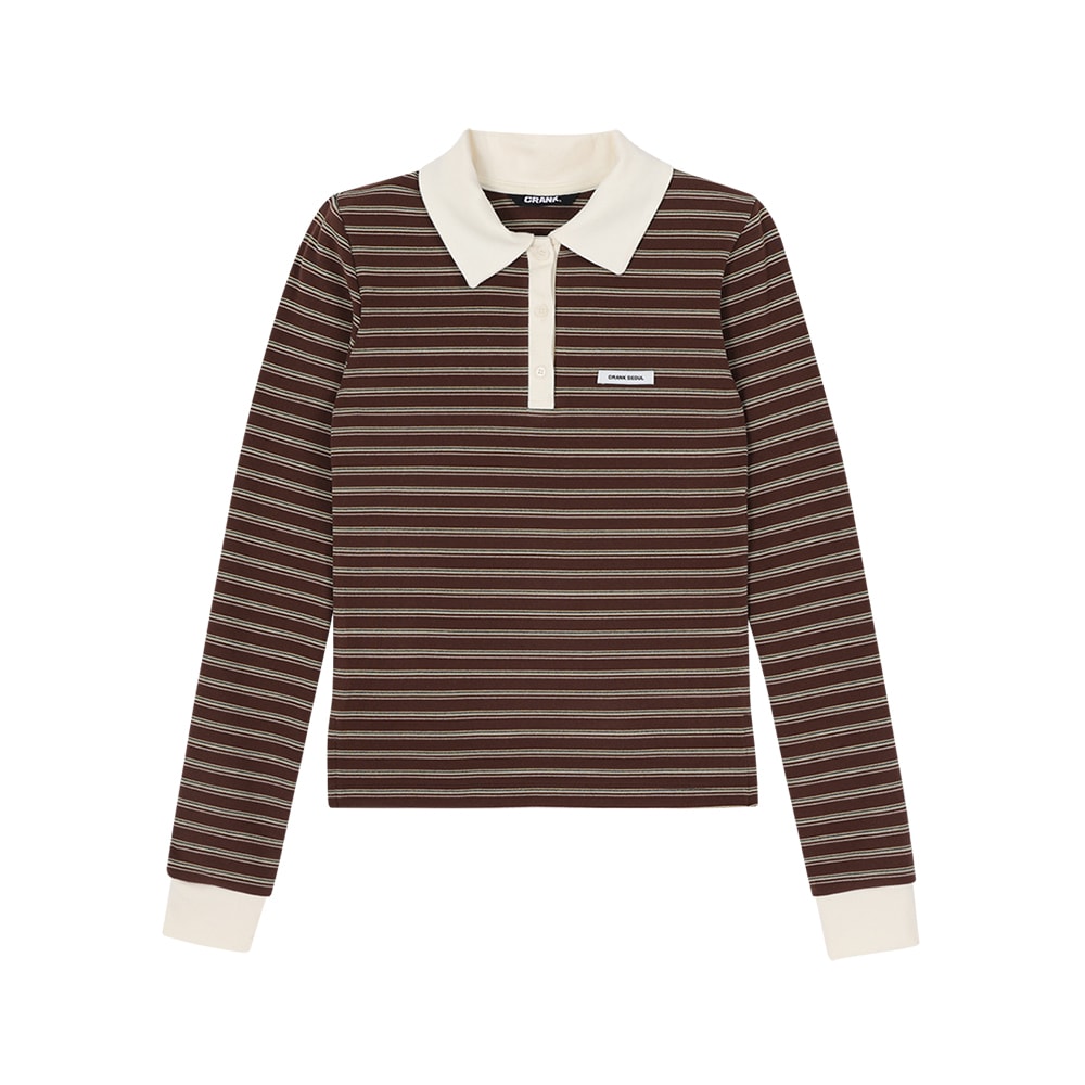 マルチストライプポロシャツ_ ブラウン