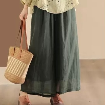 定番 ボトムス パンツ さらっと 楽ちん 透け感 ズボン ストレートパンツ カラーパンツ ガウチョ ストレート クロップドパンツ ワイドレッグパンツ Iライン ポケット付き ウエストゴム ゴム