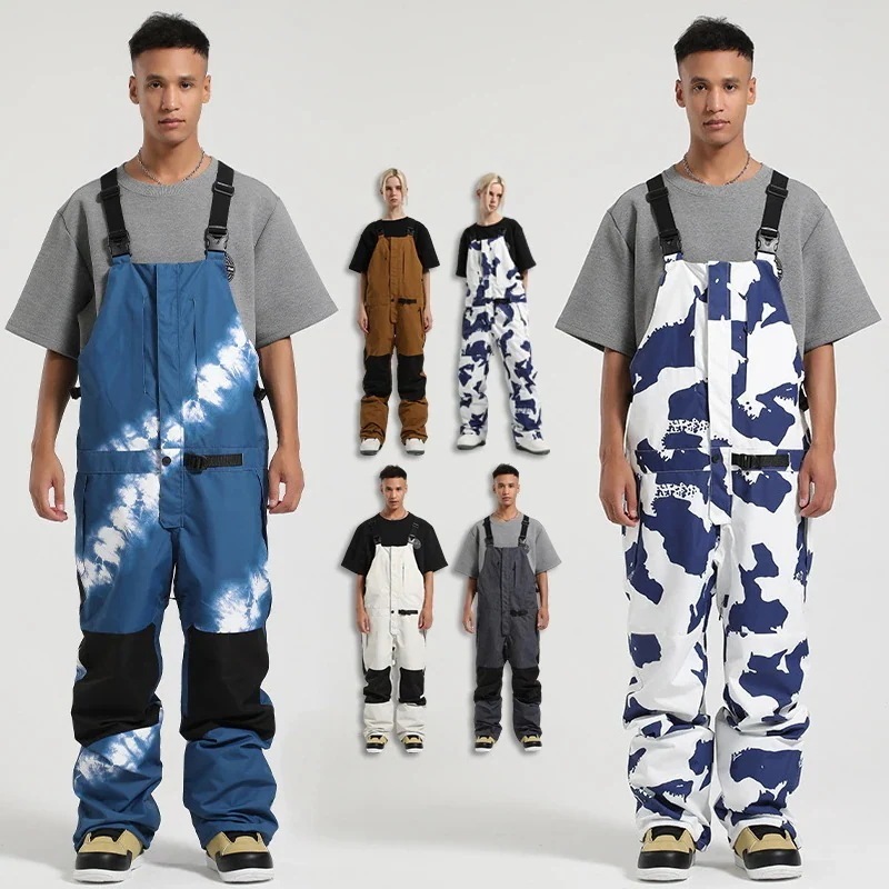 スノーボードウェアスノボウェアビブパンツオールインワンつなぎスキーウェアレディース韓国風スノーボードウェア乳牛柄