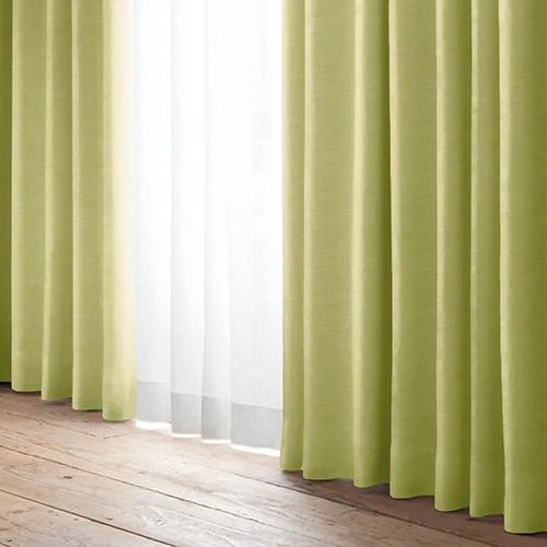 ユニベール 防炎・遮光性カーテンYDDリーセント 幅100×丈105cm 2枚入 グリーン