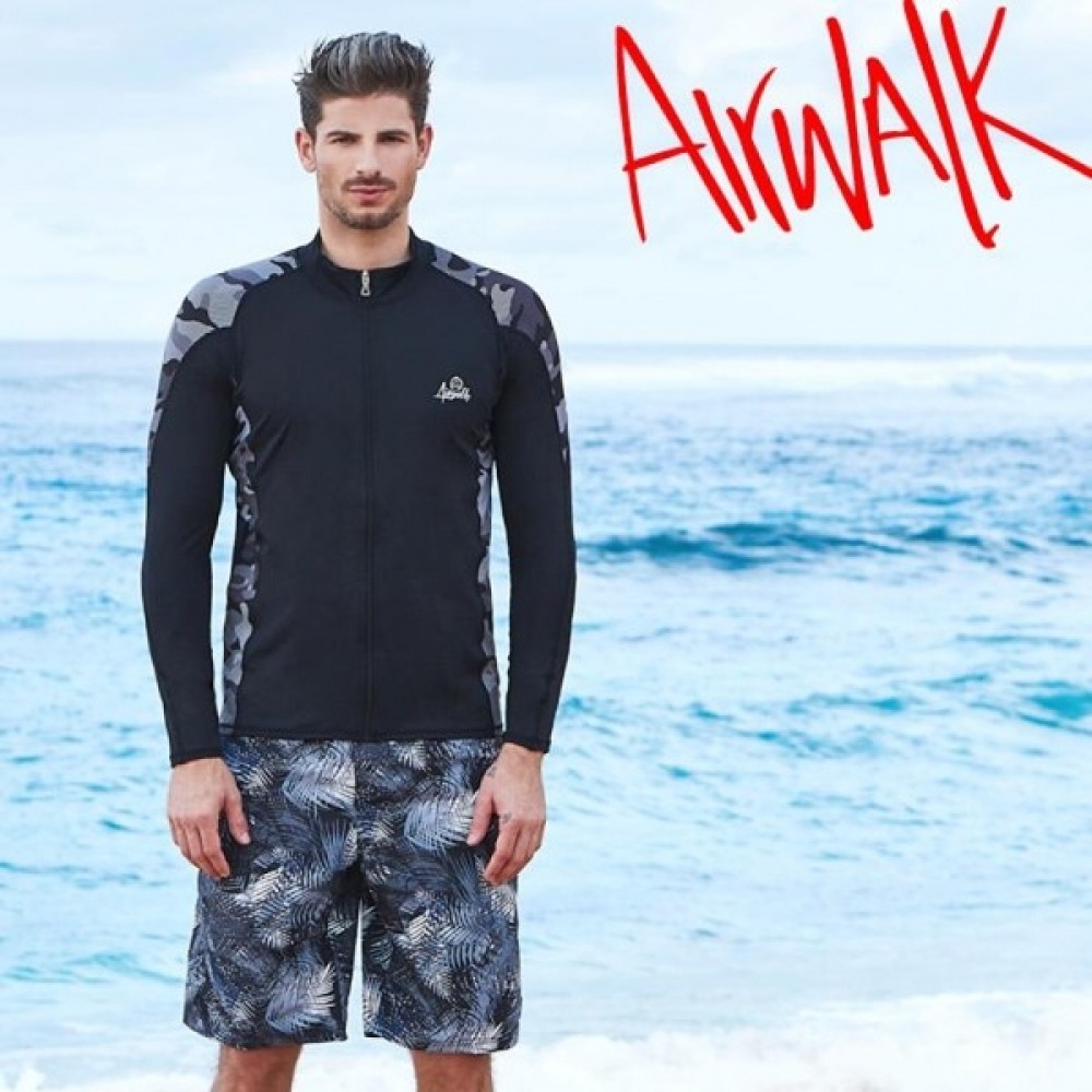 (エアワーク) エアワークサーフメンズラッシュガードセットジップアップ+トランク YAWE5034_BK+YAWE0902_BK