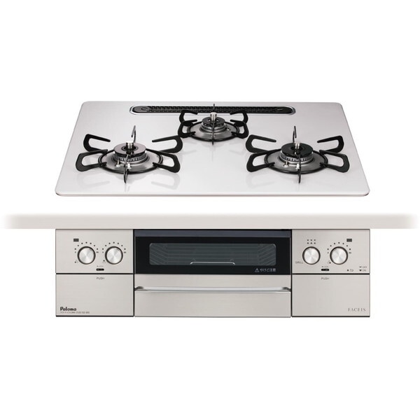 PD-893WS-U60CV-LP ティアラシルバー FACEIS GRAND (フェイシス グランド) ビルトインガスコンロ (プロパンガス用3口左右強火タイプ幅60cm)