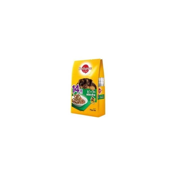 【1ケース】【お取り寄せ対象品】ペディグリー 14歳から用 ビーフ&緑黄色野菜 70g×3袋[マースジャパンリミテッド ペディグリー] *48個