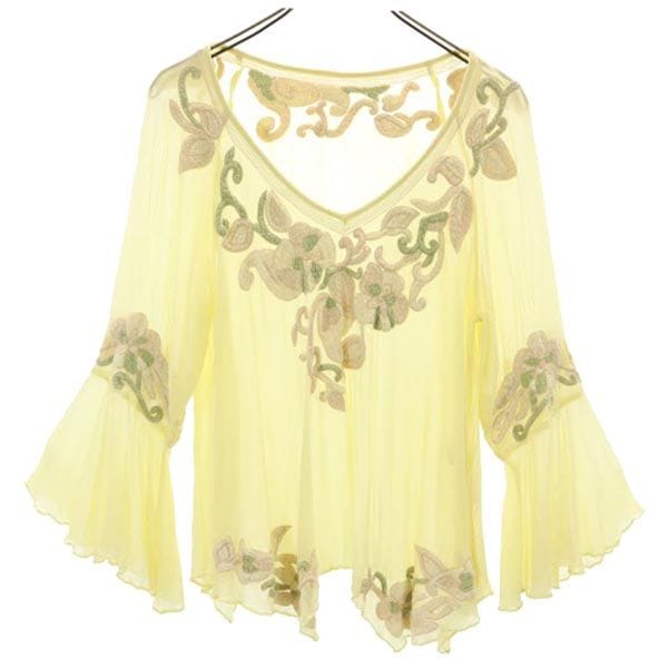 長袖 シースルー カットソー 36 イエロー系 レディース