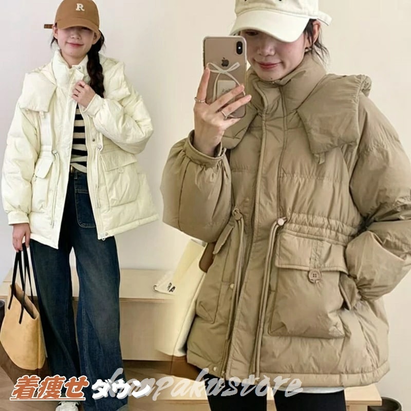 【短納期 3日で出荷】ダウンジャケット 着痩せ ダウンコート レディース コート 軽量 防寒 厚手 ミディアム ショート ダウン 大人 きれいめ フード付き 体型カバー アウター 防 お出かけ 二次会