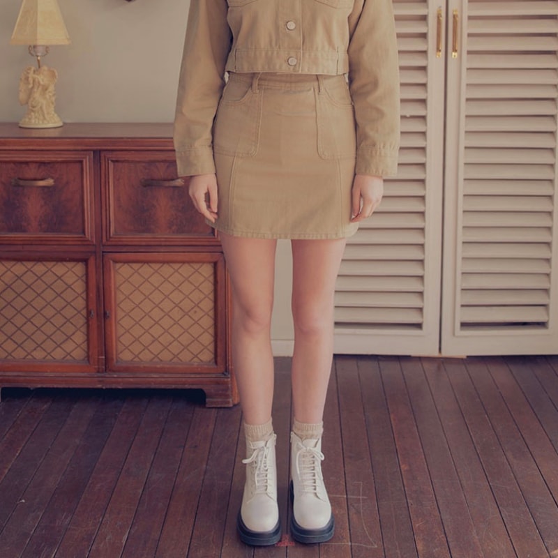 ORDINARY HOLIDAY / COLOR STITCH MINI SKIRT/スカート