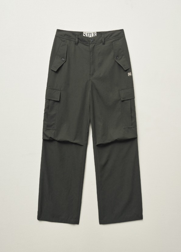 【SATUR】 WIDE STRING CARGO PANTS : CHARCOAL