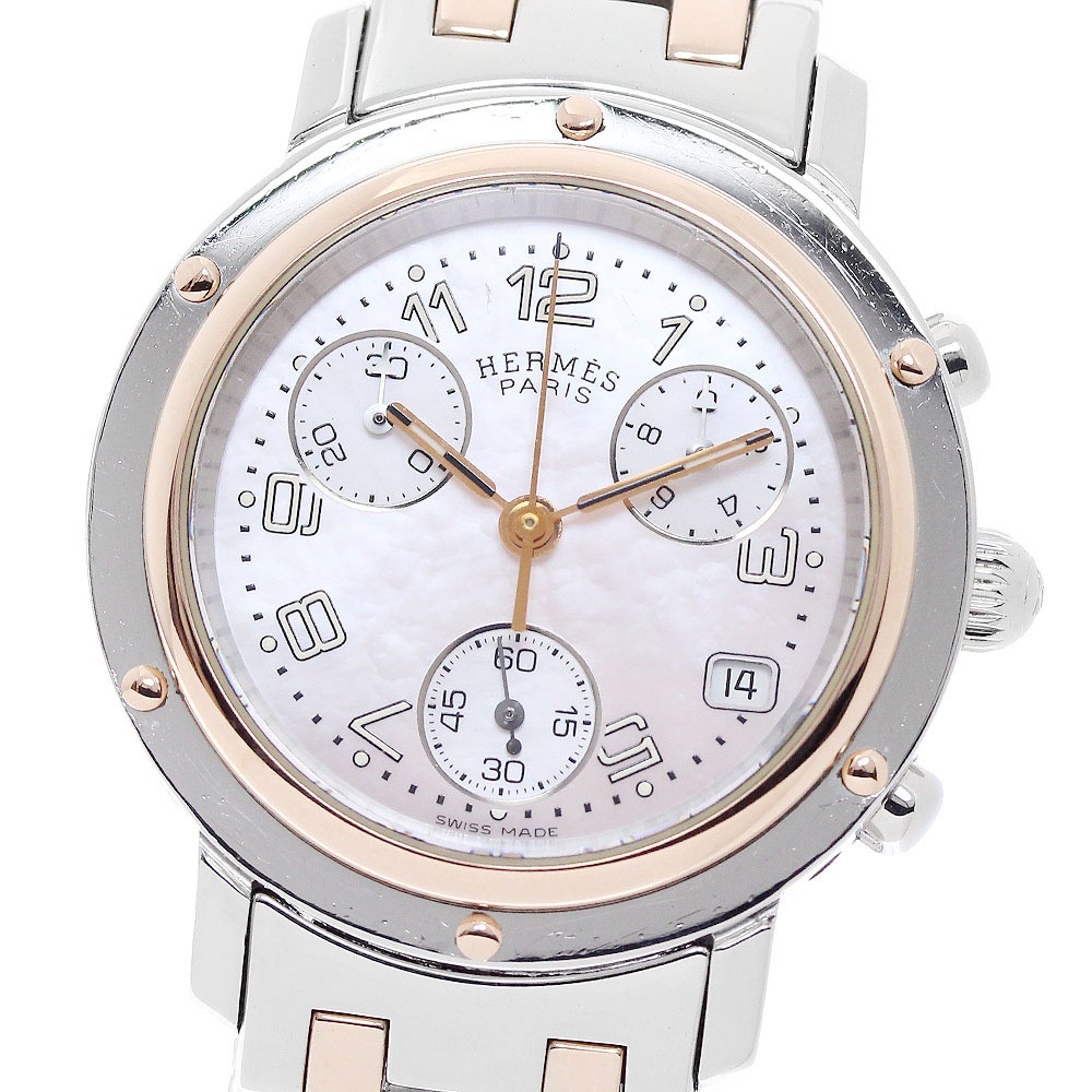 エルメス HERMES CL1.321 クリッパーナクレ クロノグラフ クォーツ レディース _955434【中古】