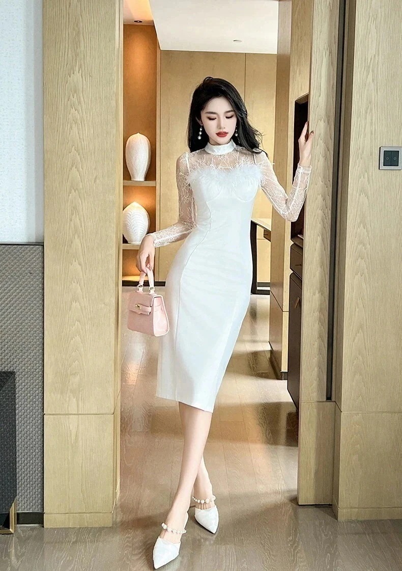 【JY.上品】 春冬 ワンピース パーティードレス キャバ 着痩せ 大人 お呼ばれ 同窓会 披露宴 卒業式 結婚式 ウェディング 二次会 308