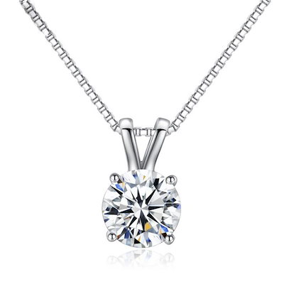 ネックレス レディース 大粒1.25カラット 一粒ダイヤ/プラチナ仕上げ/彼女 妻 女性 誕生日プレ