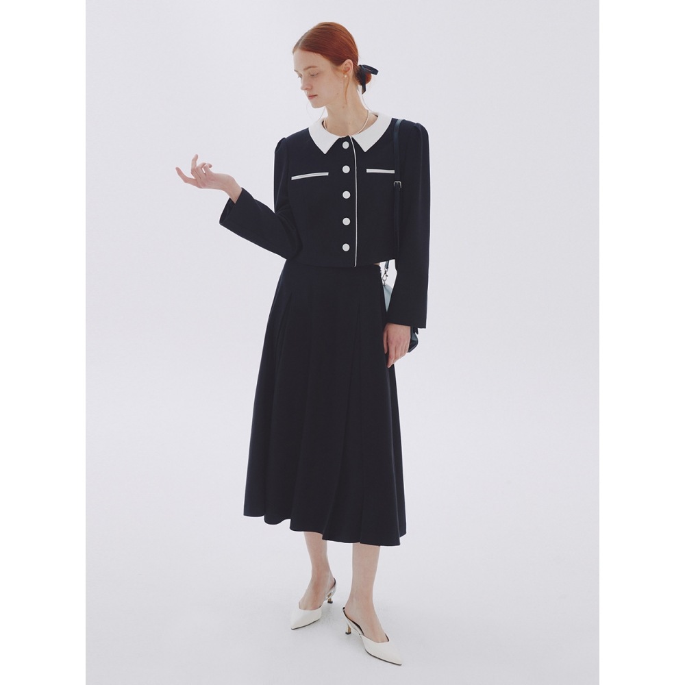 デュー E デュー E ツイードミディスカートブラック