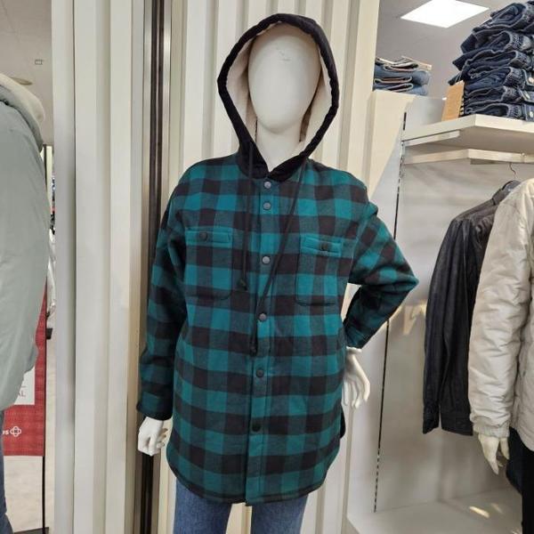 HC09 女性秋 ボア 厚手チェックシャツ 暖かく抱きしめたくなるようなボア (S41041263)