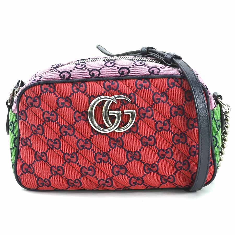 グッチ GUCCI 斜め掛けショルダーバッグ GGマーモント GGキャンバス/レザー マルチカラー/ネイビー シルバー レディース 447682 e59957a