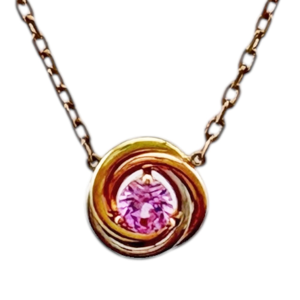 カルティエ ベビートリニティ ネックレス 18金 K18ピンクゴールド ピンクサファイア CARTIER 中古 美品